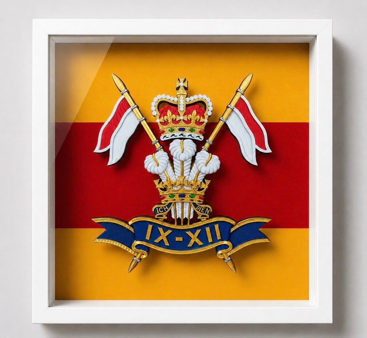 9th/12th Royal Lancers Cap Badge (Prince of Wales) Display Frame | Officially Licensed