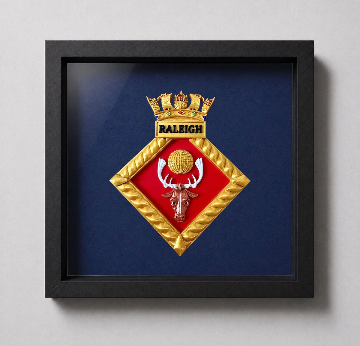 HMS Raleigh Royal Navy Crest Display Frame | Officially Licensed
