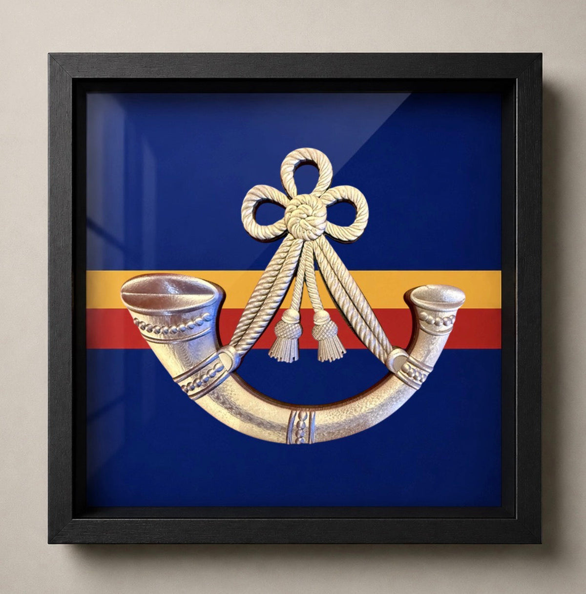 Oxfordshire and Buckinghamshire Light Infantry Cap Badge Display Frame | Officially Licensed