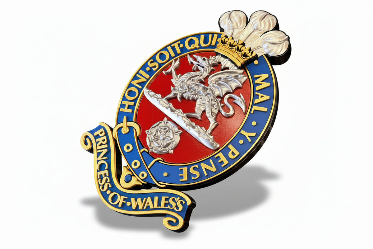 Princess of Wales's Royal Regiment Red & Silver Cap Badge | Officially Licensed