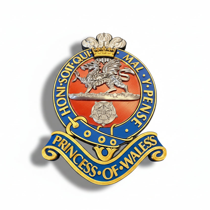 Princess of Wales's Royal Regiment Red & Silver Cap Badge | Officially Licensed