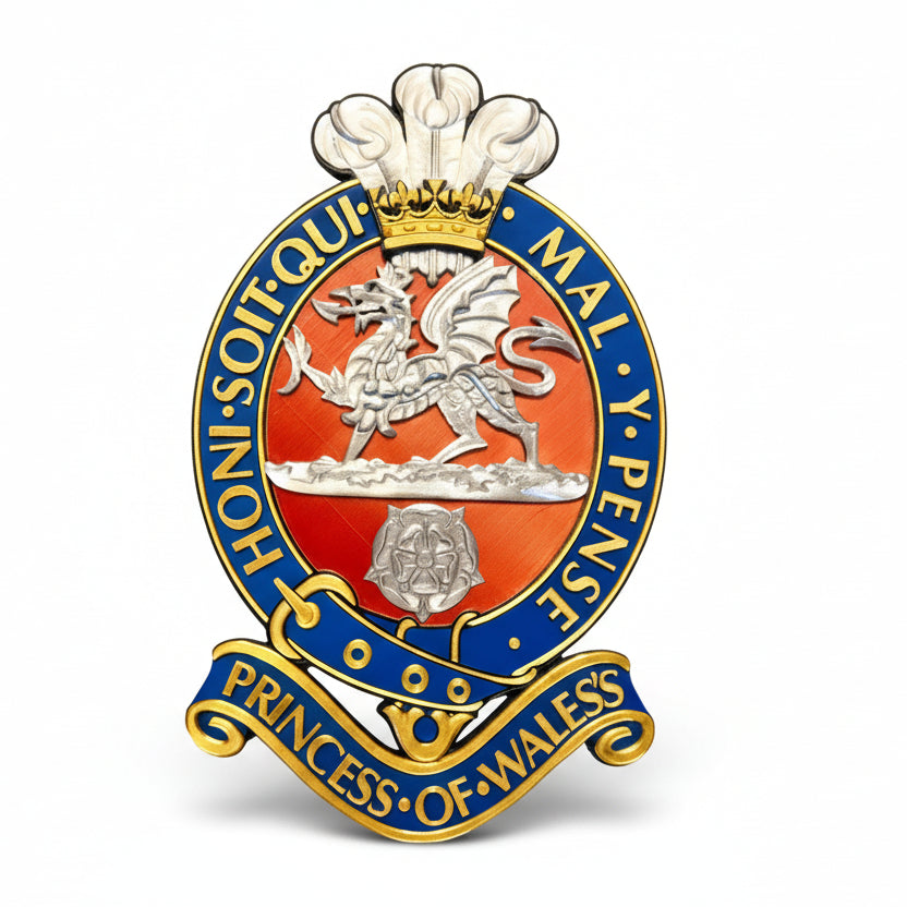 Princess of Wales's Royal Regiment Red & Silver Cap Badge | Officially Licensed