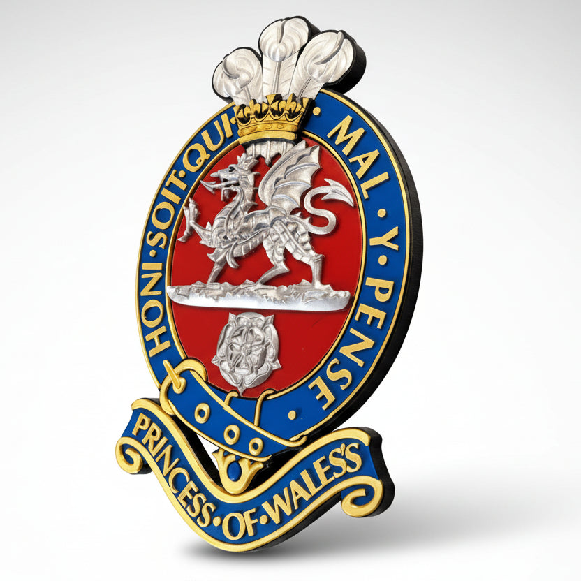 Princess of Wales's Royal Regiment Red & Silver Cap Badge | Officially Licensed