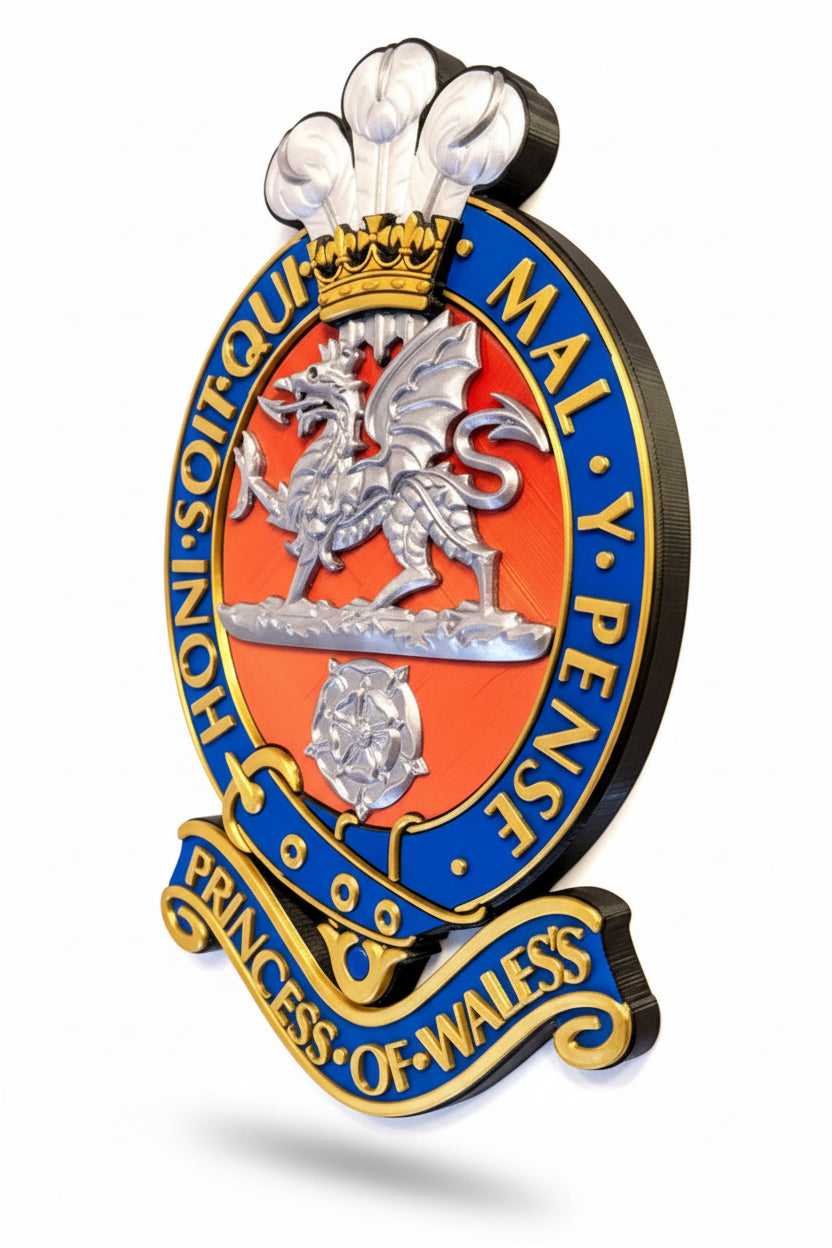 Princess of Wales's Royal Regiment Red & Silver Cap Badge | Officially Licensed