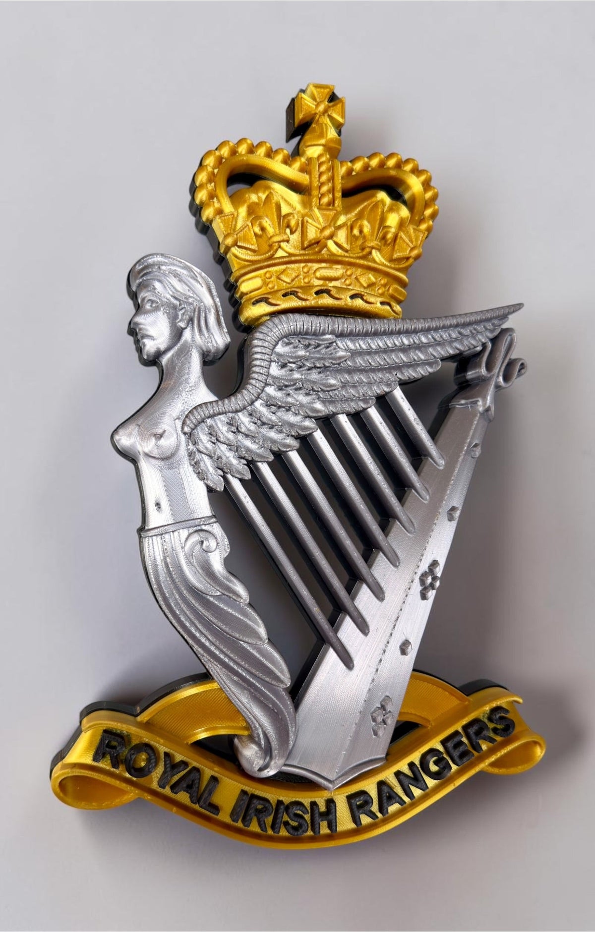 Royal Irish Rangers Cap Badge | Gold, Silver & Black | Officially Licensed