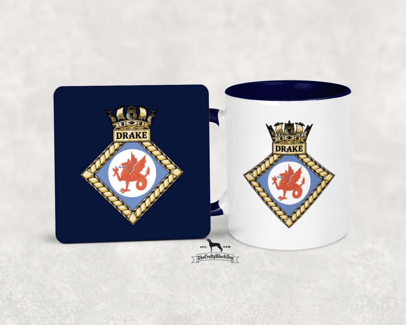 HMS Drake (HMNB Devonport) - MUG and COASTER SET
