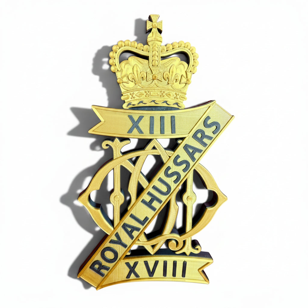 13th/18th Royal Hussars (Queen Mary's Own) Queen's Crown Cap Badge | Officially Licensed