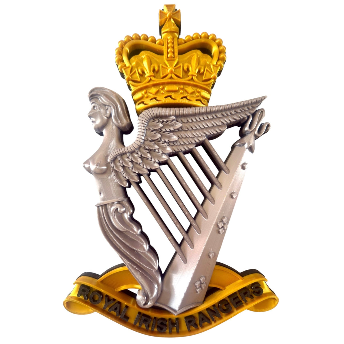 Royal Irish Rangers Cap Badge | Gold, Silver & Black | Officially Licensed