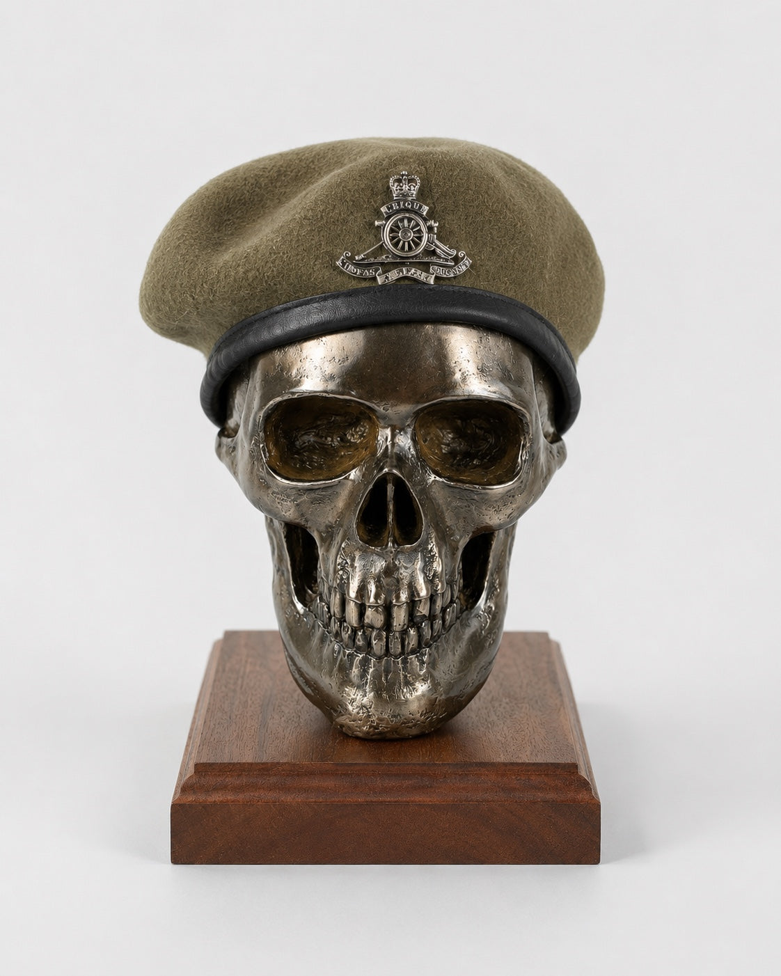 Life Size Cold Cast Bronze Skull – Beret, Hat & Headset Holder
