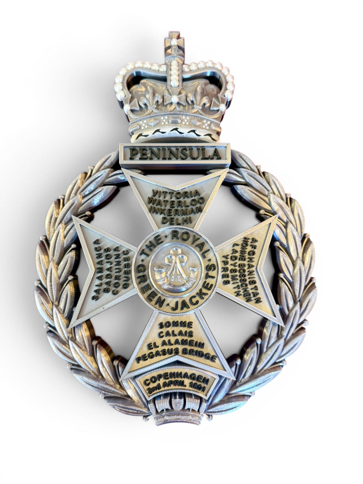 Royal Green Jackets Silver & Black Cap Badge | Officially Licensed