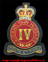 4th Queen's Own Hussars Blazer Badge